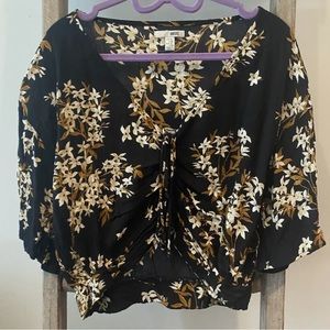 Amuse society floral crop top kimono sleeve